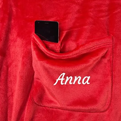 Personalisierte Kuscheldecke mit Ärmeln - Rot