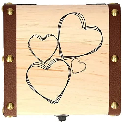 Personalisierte Holz Schatztruhe - 3 Herzen