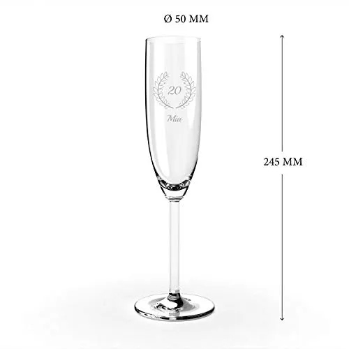 Sektglas mit Gravur zum 20. Geburtstag 