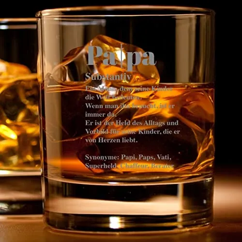 Whiskey Glas mit Spruch mit Gravur Definition Papa