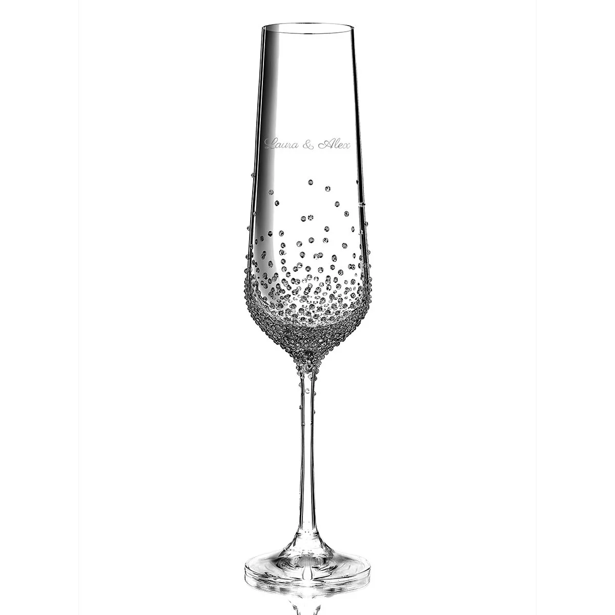 2er-Set - Champagnerglas mit Swarovski-Verzierung – mit Gravur