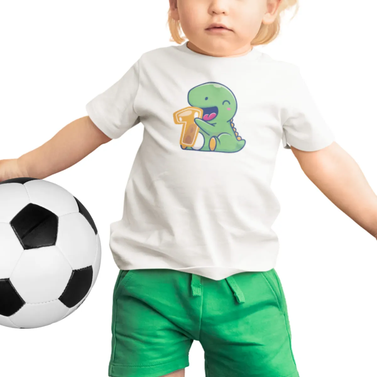 Kinder T-Shirt mit Wunschname und Alter - Design Dino
