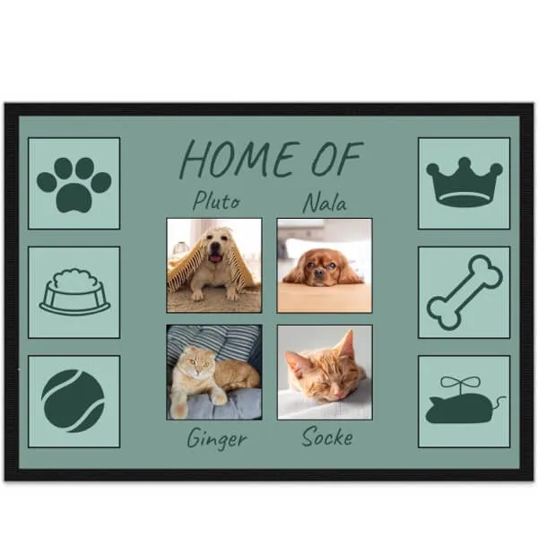 Fußmatte Home of 4 Haustiere Katze - Hund - Hund - Hund