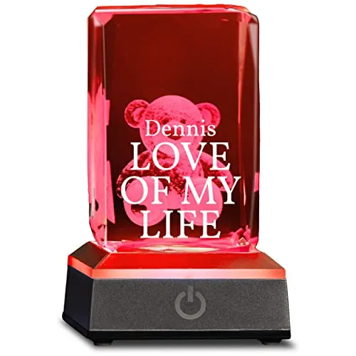 3D Teddy im Glas Valentinstag Name Love of my life