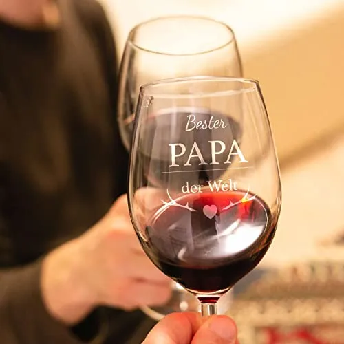 Weinglas - Bester Papa der Welt - Graviertes Rotweinglas - Geschenk zum Vatertag