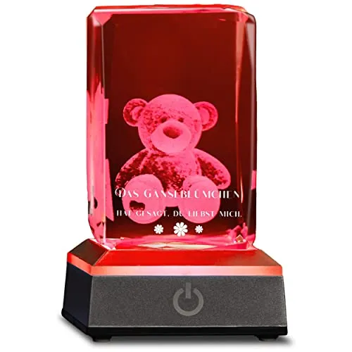 3D Teddy im Glas Valentinstag Das Gänseblümchen hat gesagt du liebst mich