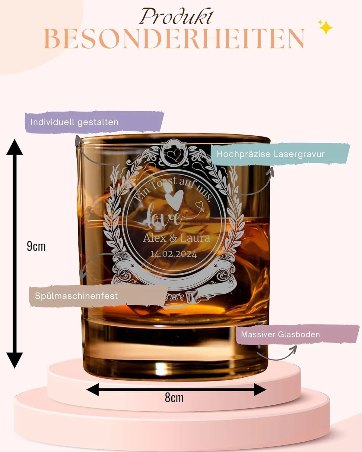 Personalisiertes Whiskyglas mit Gravur - Einzigartiges Whiskey-Glas für wahre Genießer