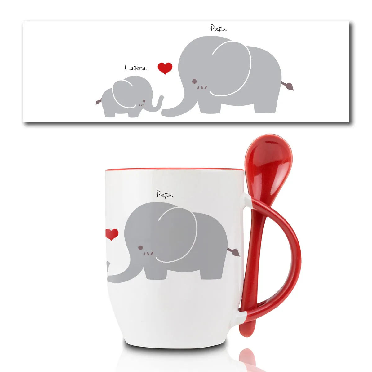Elefant und Elefantchen – Löffeltasse mit Namen
