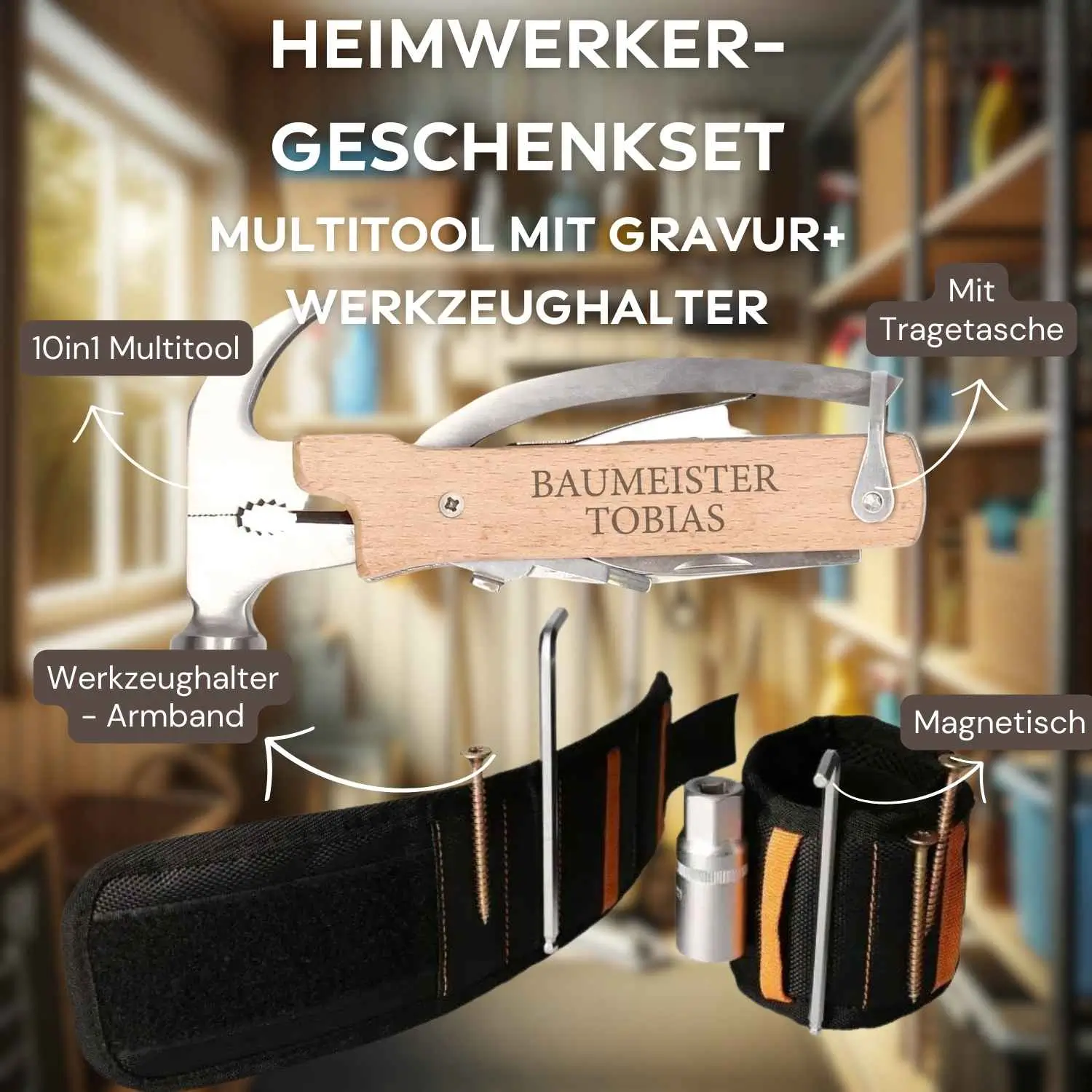 Heimwerker Geschenkset - 10in1 Multitool und Magnetarmband