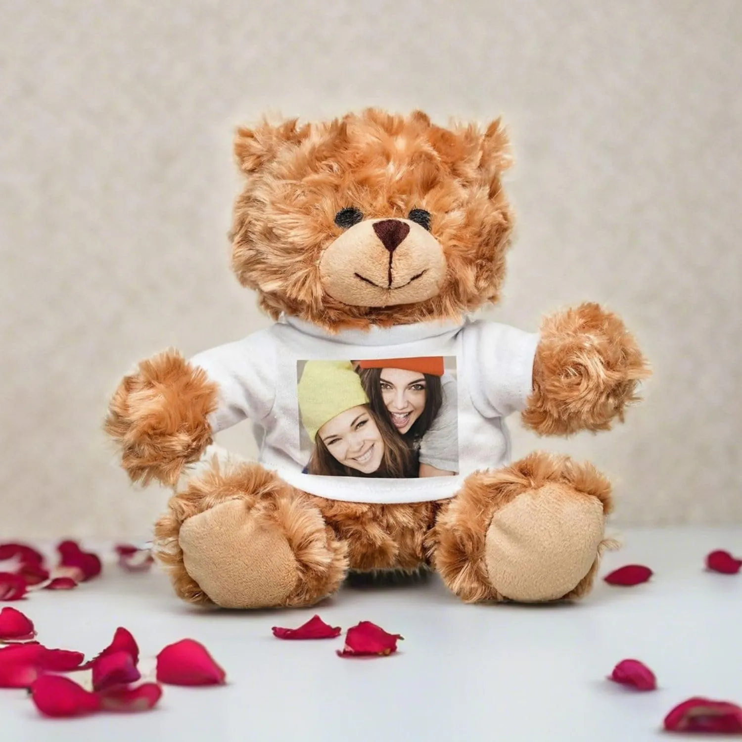 Personalisierter Foto-Teddybär | Kuscheliger Bär mit eigenem Bild – 20 cm