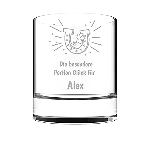 Whiskey Glas mit Gravur mit Kleeblatt Design