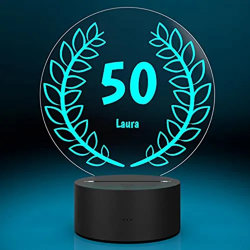 Personalisierte LED-Lampe - 50. Geburtstag Anker mit 7 Farben
