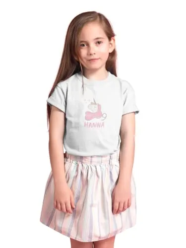 Kinder T-Shirt 9. Geburtstag mit Wunschname und Alter | Design Einhorn | Personalisiert | Kinder Geschenk Ich Bin jetzt 9 | Baumwolle - Fair Trade | Kurzarm | Weiß