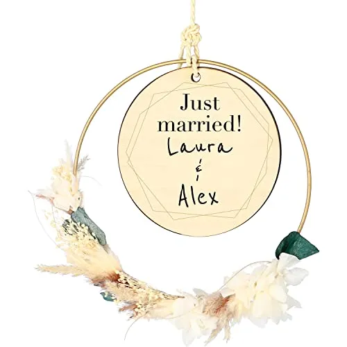 Familienschild Holz Name Name Just Married