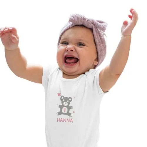 Kinder T-Shirt 1Jahr mit Wunschname - Mädchen - Design Teddy
