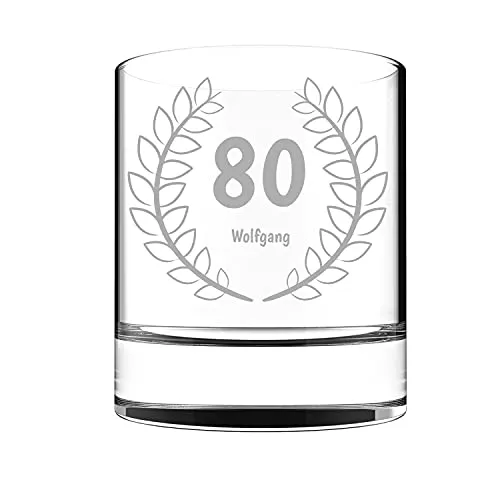 Whiskey Glas mit Gravur zum 80. Geburtstag