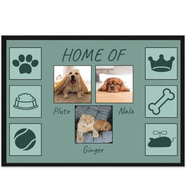 Fußmatte Home of 3 Haustiere Hund - Hund - Katze