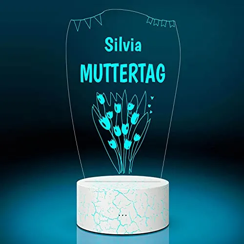 LED-Licht personalisiert - Perfektes Mama Geschenk mit Wunsch-Namen| Blumen für Mama