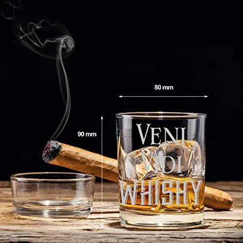 Whiskey Glas mit Spruch VENI VIDI WHISKY