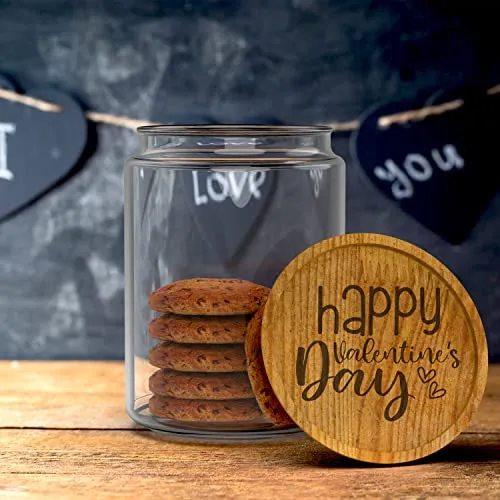 Keksglas mit Holzdeckel 1l Happy Valentines Day