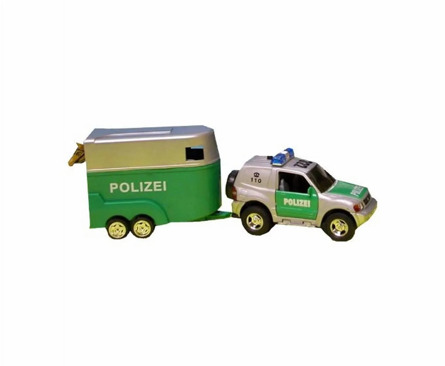 Polizeiwagen mit Pferdeanhänger