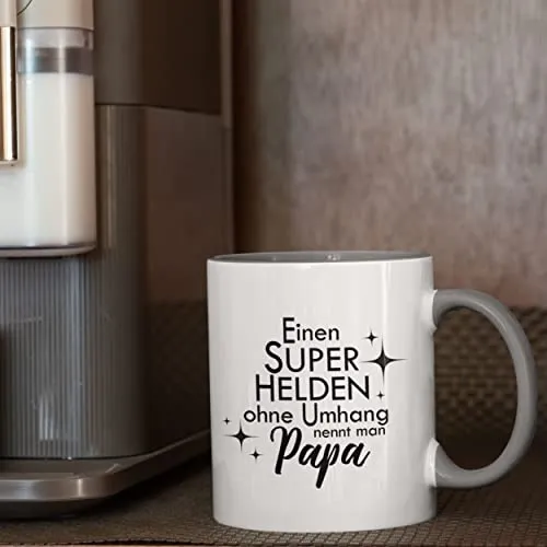 Bedruckte Tasse | Superhelden ohne Umhang nennt man Papa