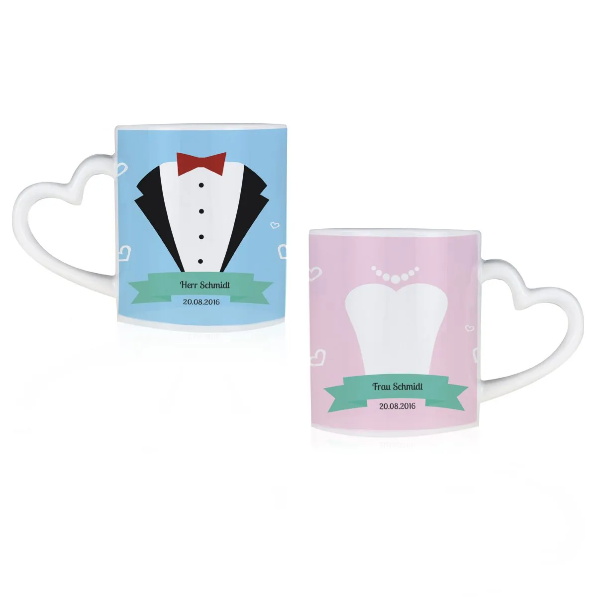 Tassen-Set Braut und Bräutigam mit Namen