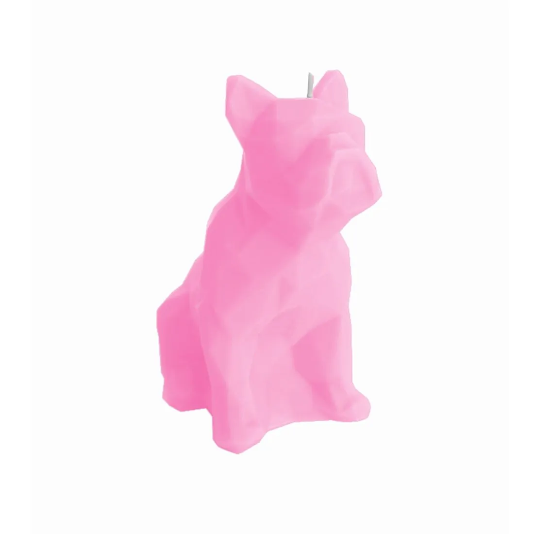 Dekorative Kerze Tier als Polyeder - Bulldogge rosa