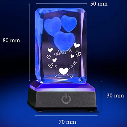3D 3 Herzen im Glas Valentinstag Liebespost