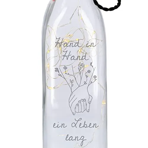 Flaschenlicht mit Flasche Hand in Hand ein Leben lang