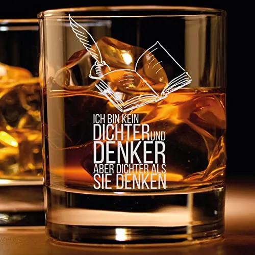 Whiskey Glas mit Spruch DICHTER UND DENKER