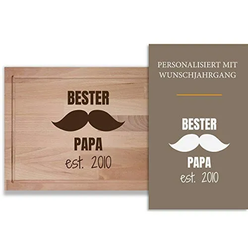 XL Holz-Schneidebrett mit Gravur - Bester Papa