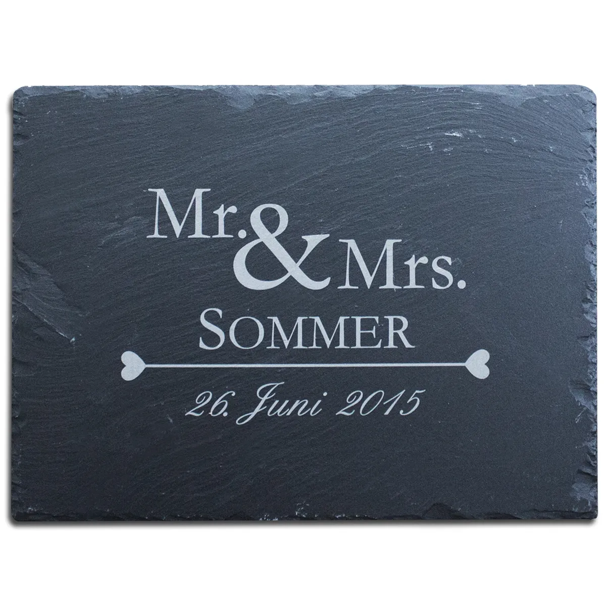 Schieferplatte 40x30cm - Mr und Mrs