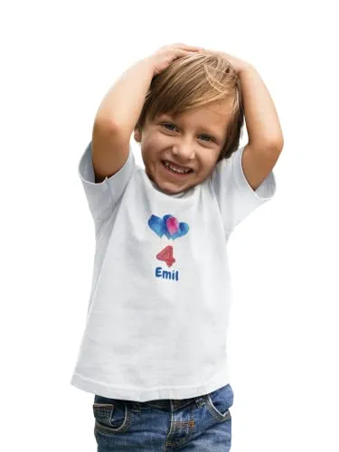 Kinder T-Shirt 4. Geburtstag mit Wunschname und Alter | Design Luftballons