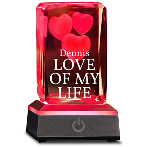3D 3 Herzen im Glas Valentinstag Name Love of my life