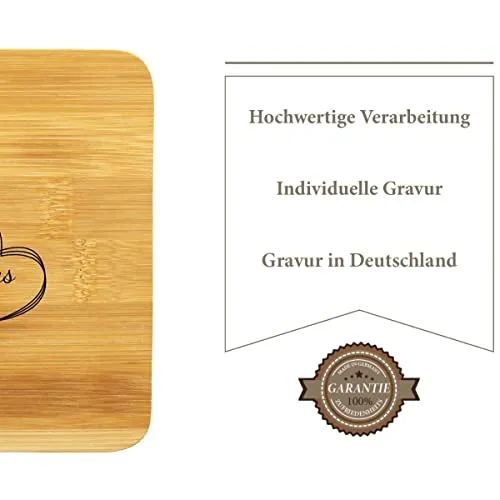 Design Frühstücksbrettchen Personalisiert mit Gravur - Drei Herzen