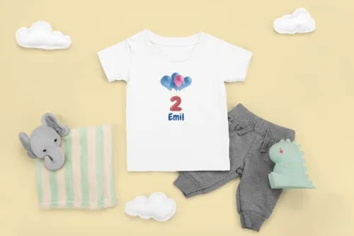 Kinder T-Shirt 2. Geburtstag mit Wunschname und Alter | Design Luftballons