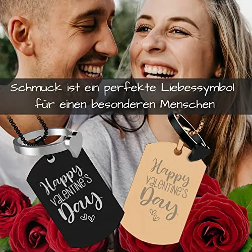 Schmuck-Ringe mit Herzen, Rosegold Dogtags Happy Valentines Day