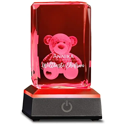 3D Teddy im Glas Valentinstag Name Weltbeste Ehefrau