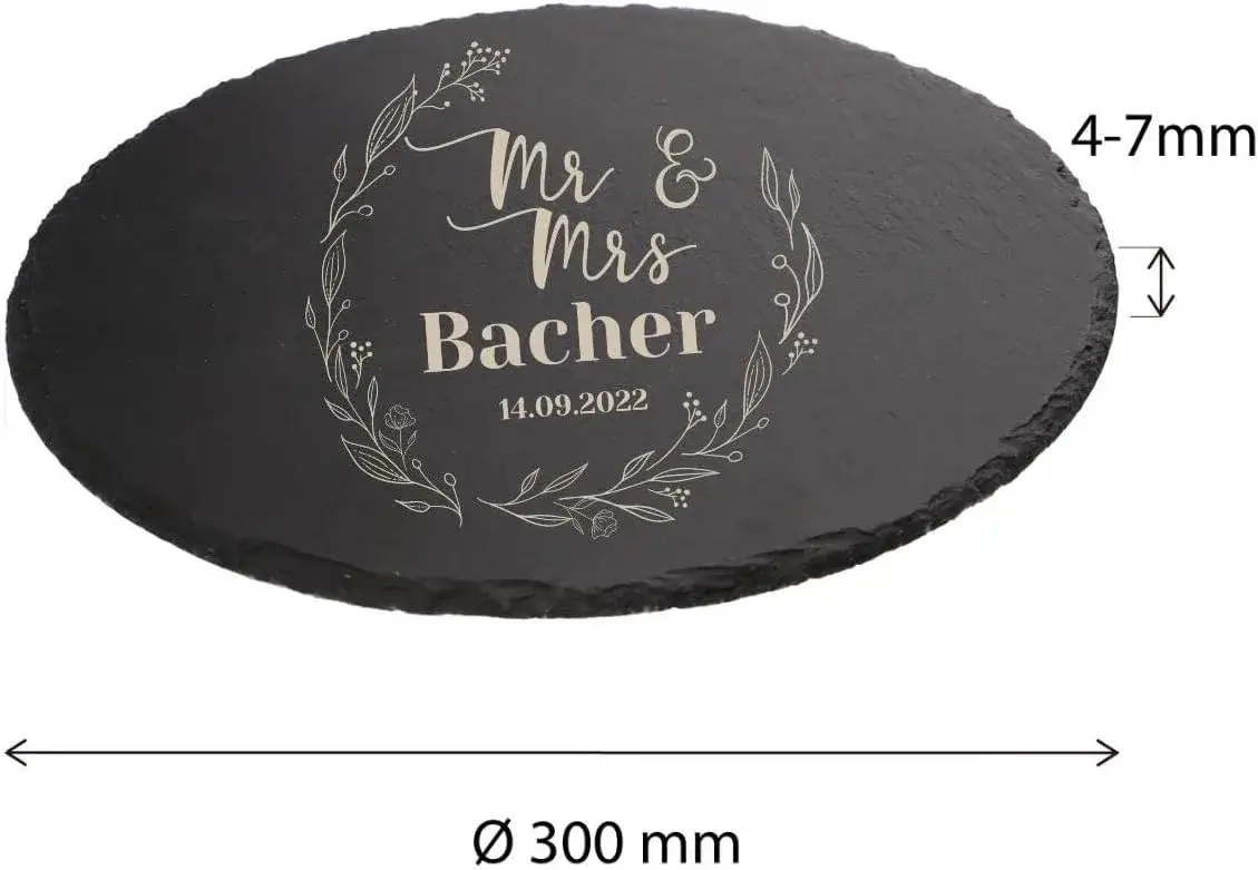 Schiefer 30x30cm - Mr und Mrs