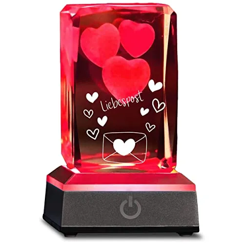 3D 3 Herzen im Glas Valentinstag Liebespost