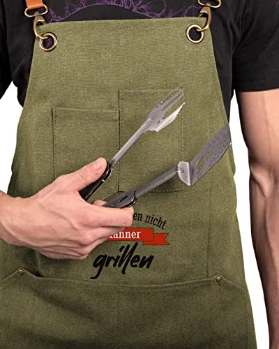 Personalisierte Kochschürze Grillschürze Grün - Männer kochen nicht, Männer grillen