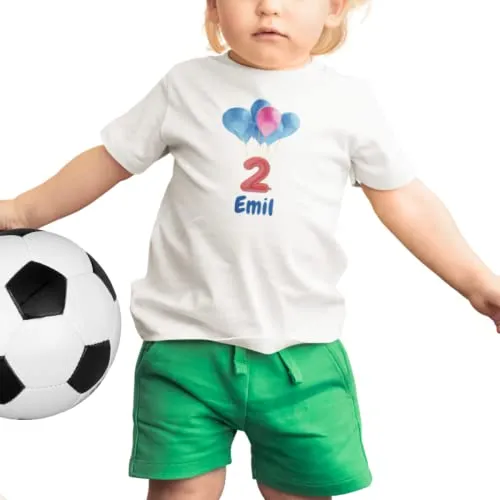 Kinder T-Shirt 2. Geburtstag mit Wunschname und Alter | Design Luftballons