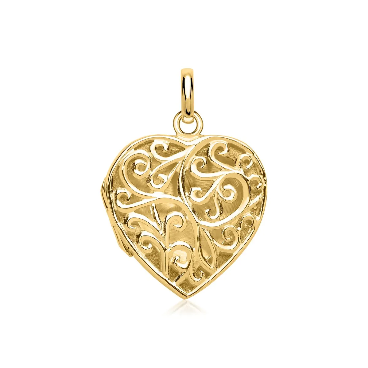 Herzmedaillon mit Ornamenten und Gravur - Gold