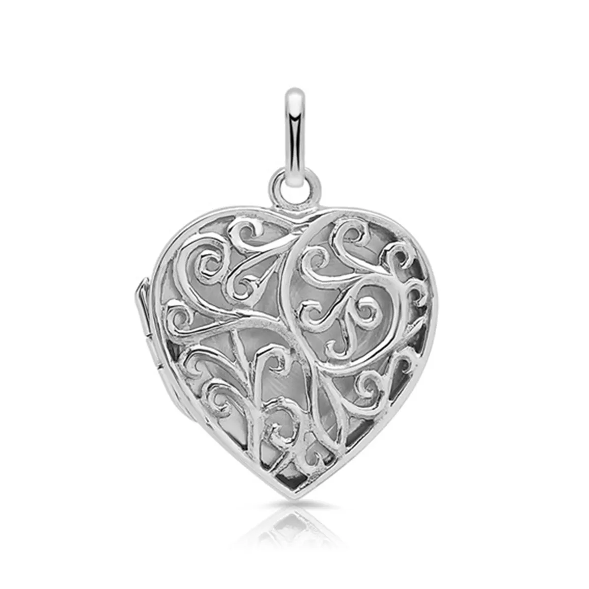 Herzmedaillon mit Ornamenten und Gravur - Silber