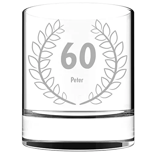 Whiskey Glas mit Gravur zu Ehren des 60. Geburtstages