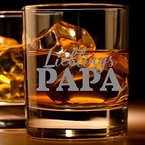 Whiskey Glas mit Spruch mit Gravur Lieblings-Papa