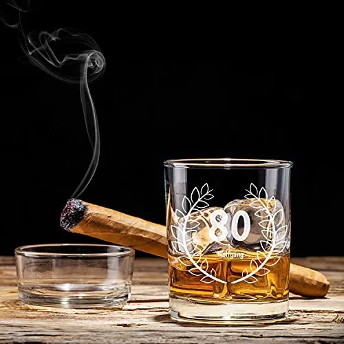 Whiskey Glas mit Gravur zum 80. Geburtstag