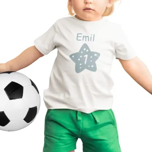 Kinder T-Shirt 1. Geburtstag mit Wunschname und Alter | Design Stern | Mädchen
