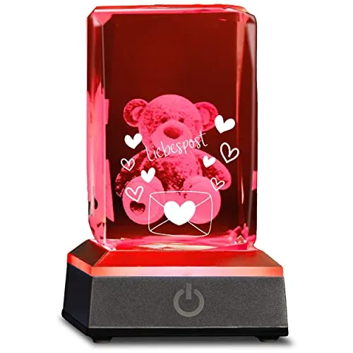 3D Teddy im Glas Valentinstag Liebespost